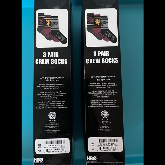 2 Packs of Game of Thrones 3-Pair Crew Socks, New, Shoe Size 6-12 - Picture 3 of 13